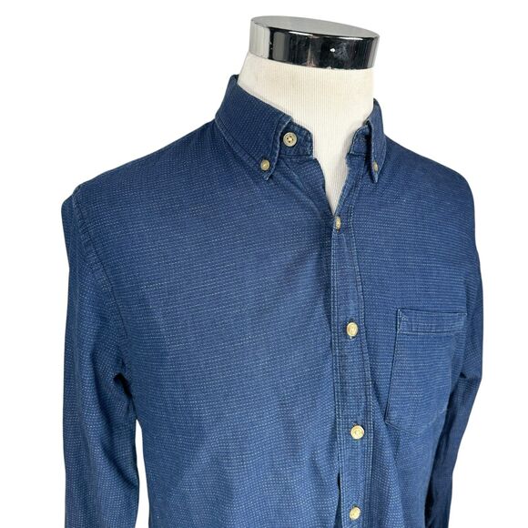 J.Crew Woven Shirt Men’s Medium Blue Geometric Long Sleeve Button Down Cotton - Picture 2 of 9